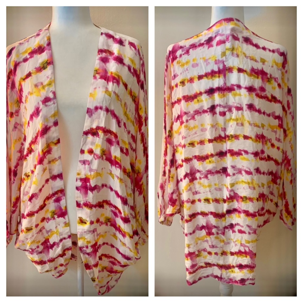 Anthropologie Tye Dye Combo Colorful Kimono Wrap - Picture 2 of 11